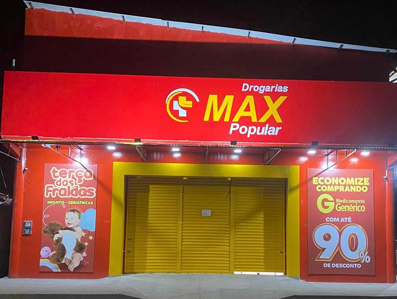 Fachada da Drogarias Max Popular